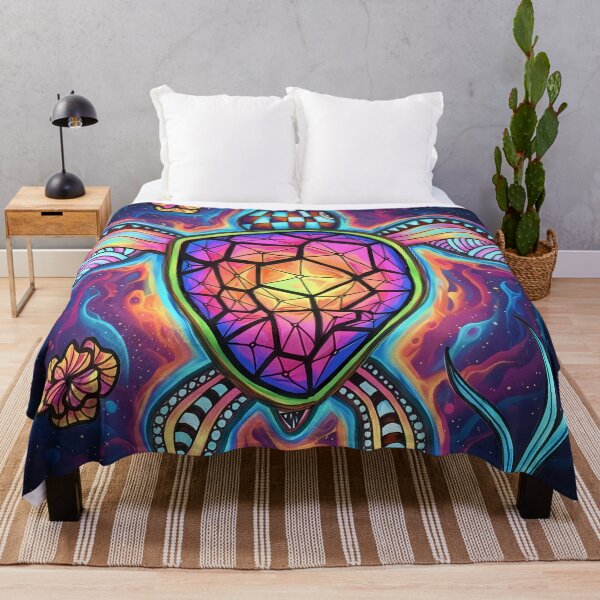 Item preview, Cosmic Sea Turtle - Hand Drawn Psychedelic Neon Nature Art designed and sold by Tafera.
