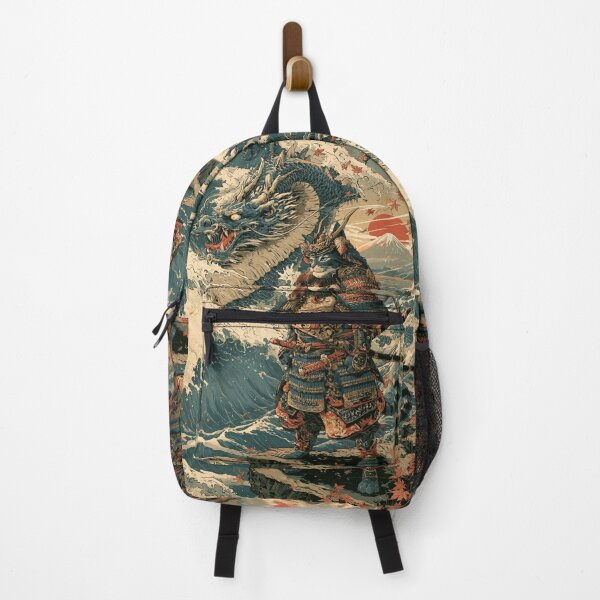 Item preview, Samurai Cat and Dragon Japanese Ukiyo-e Woodblock Art designed and sold by GrinGalore.