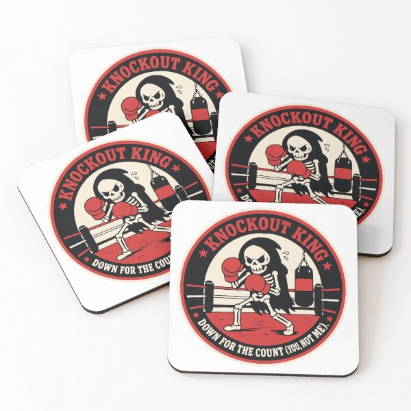 Item preview, Knockout King Grim Reaper Boxing Skeleton Badge designed and sold by Simon-art-land.