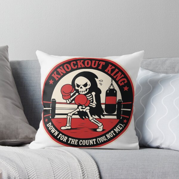 Item preview, Knockout King Grim Reaper Boxing Skeleton Badge designed and sold by Simon-art-land.