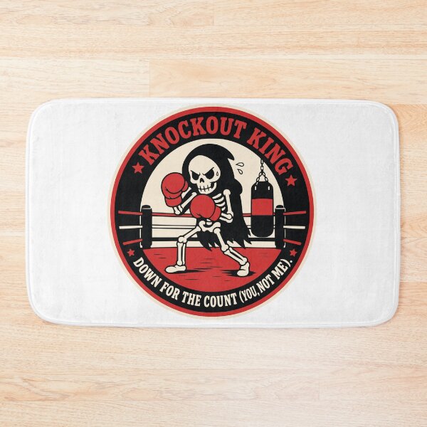 Item preview, Knockout King Grim Reaper Boxing Skeleton Badge designed and sold by Simon-art-land.
