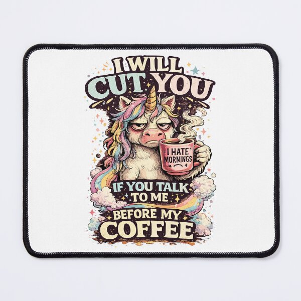 Item preview, I Will Cut You Before My Coffee Funny Unicorn designed and sold by ZIGLWORKS.