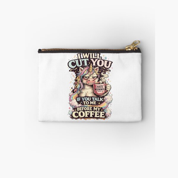 Item preview, I Will Cut You Before My Coffee Funny Unicorn designed and sold by ZIGLWORKS.