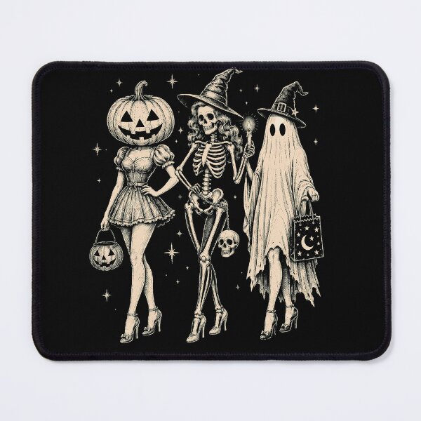 Item preview, Retro Halloween Girls Pumpkin Head Skeleton and Ghost Witch Vintage Spooky Aesthetic designed and sold by ArcaneArtistry.