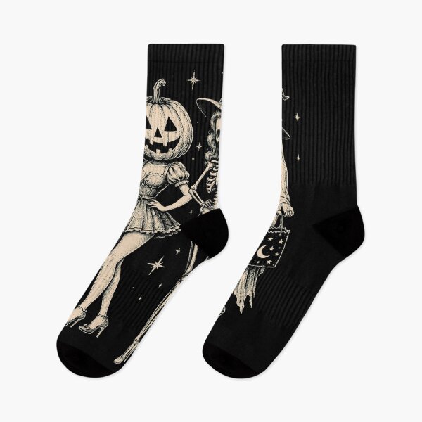 Item preview, Retro Halloween Girls Pumpkin Head Skeleton and Ghost Witch Vintage Spooky Aesthetic designed and sold by ArcaneArtistry.