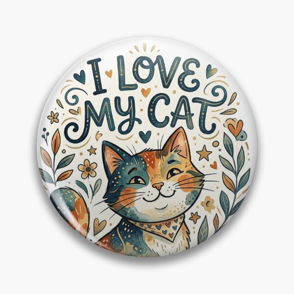 Item preview, Whimsical Watercolor Cat Art - "I Love My Cat" Folk Illustration designed and sold by MemoMetaverse.