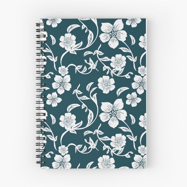 Item preview, ​White Floral Pattern on Dark Teal designed and sold by ​Jyoti Digital Artist.