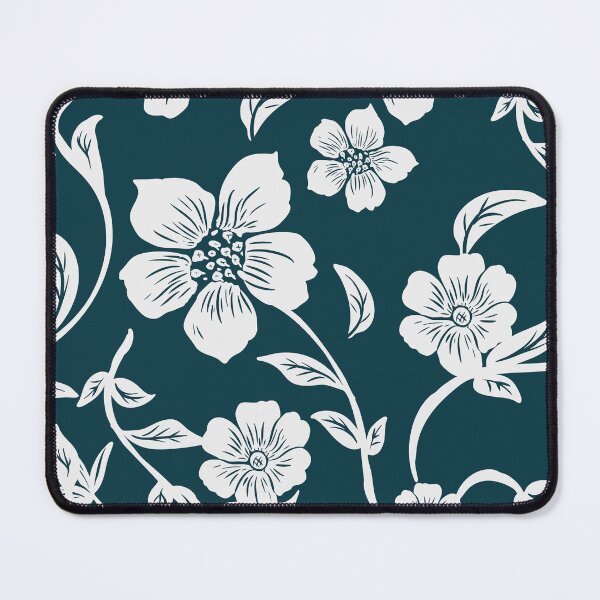 Item preview, White Floral Pattern on Dark Teal designed and sold by Jyoti Digital Artist.