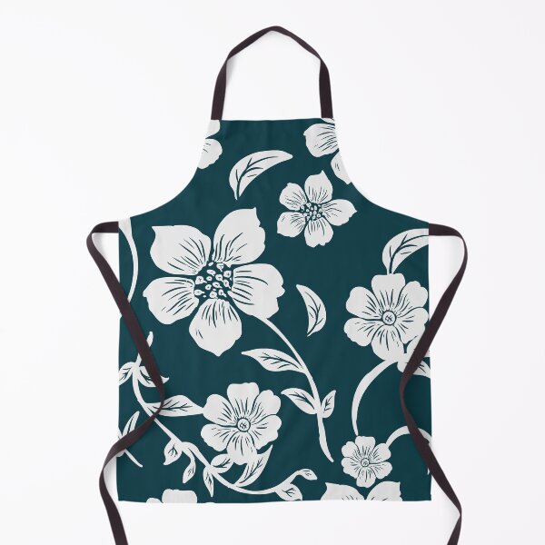 Item preview, White Floral Pattern on Dark Teal designed and sold by Jyoti Digital Artist.