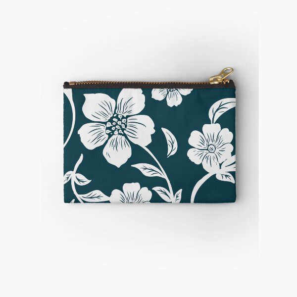 Item preview, ​White Floral Pattern on Dark Teal designed and sold by ​Jyoti Digital Artist.