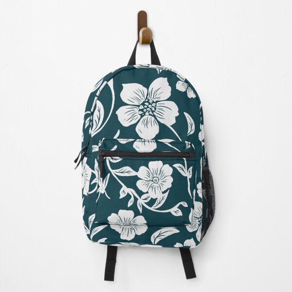 Item preview, White Floral Pattern on Dark Teal designed and sold by Jyoti Digital Artist.