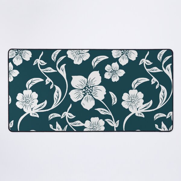 Item preview, White Floral Pattern on Dark Teal designed and sold by Jyoti Digital Artist.