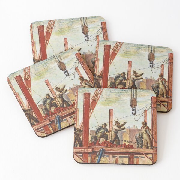 Item preview, Iron Workers, New York City skyscraper construction cityscape painting by Reginald Marsh designed and sold by Jéanpaul  Ferro.