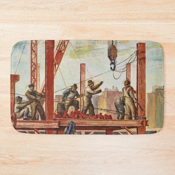 Item preview, Iron Workers, New York City skyscraper construction cityscape painting by Reginald Marsh designed and sold by Jéanpaul  Ferro.