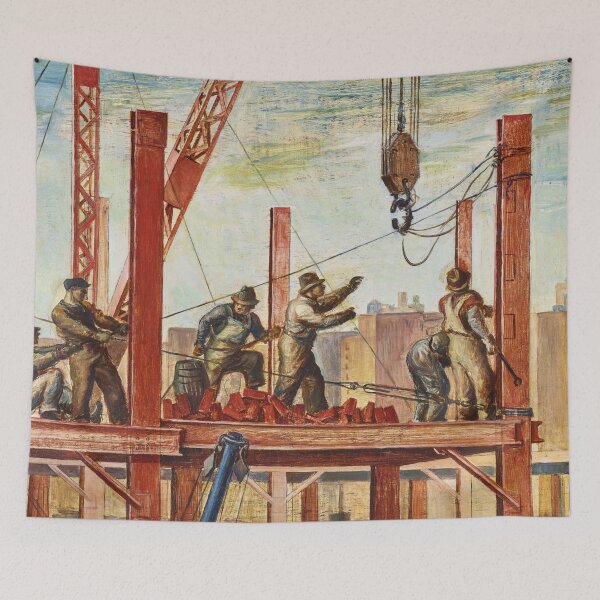 Item preview, Iron Workers, New York City skyscraper construction cityscape painting by Reginald Marsh designed and sold by Jéanpaul  Ferro.