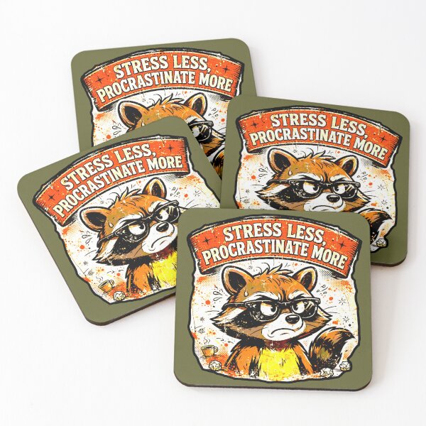 Item preview, Stress Less, Procrastinate More | Funny Raccoon Design designed and sold by AstronautMerch.
