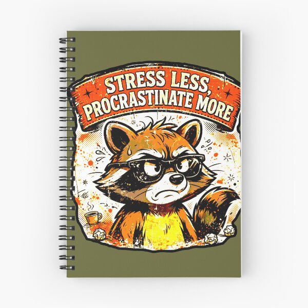 Item preview, Stress Less, Procrastinate More | Funny Raccoon Design designed and sold by AstronautMerch.