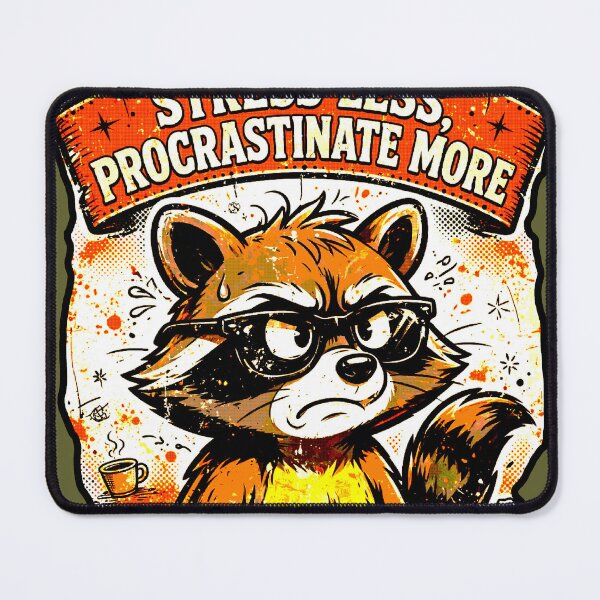 Item preview, Stress Less, Procrastinate More | Funny Raccoon Design designed and sold by AstronautMerch.