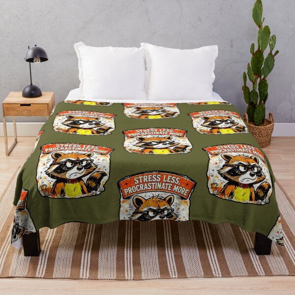 Item preview, Stress Less, Procrastinate More | Funny Raccoon Design designed and sold by AstronautMerch.