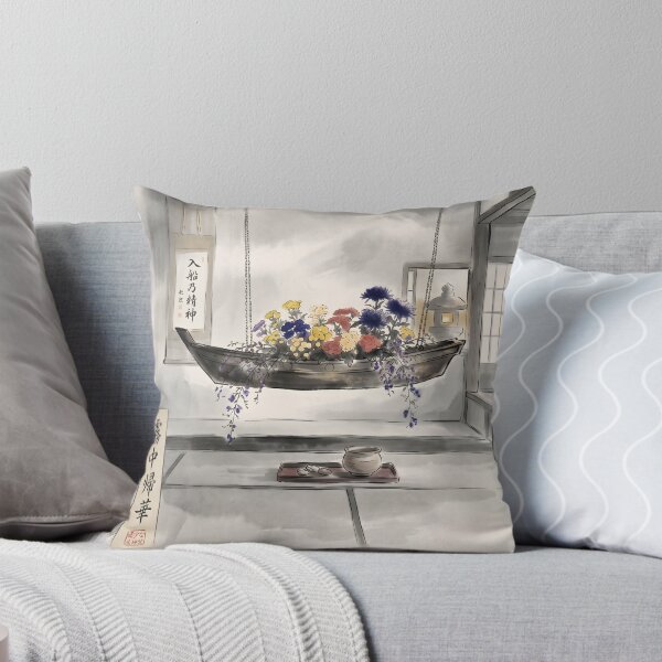 Item preview, Sumi-e Suspended Boat Ikebana Art designed and sold by conohitoAI-ArtGallery.