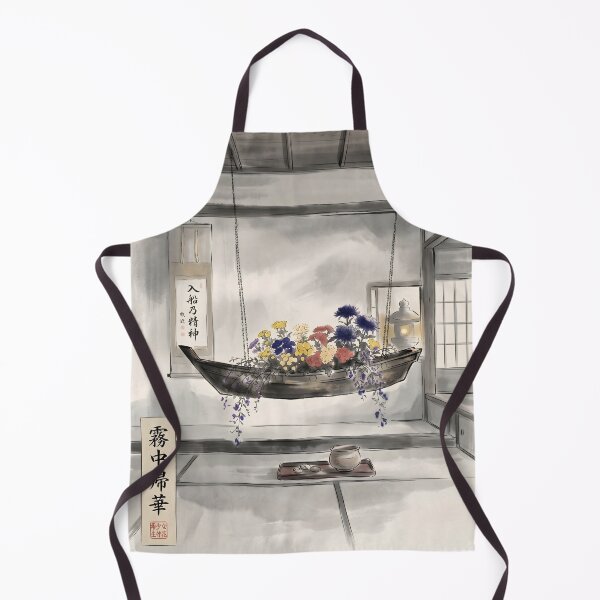 Item preview, Sumi-e Suspended Boat Ikebana Art designed and sold by conohitoAI-ArtGallery.