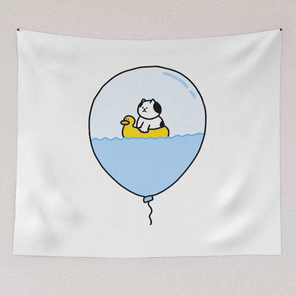 Item preview, a Cat on a duck float inside a balloon designed and sold by superbaechoo.