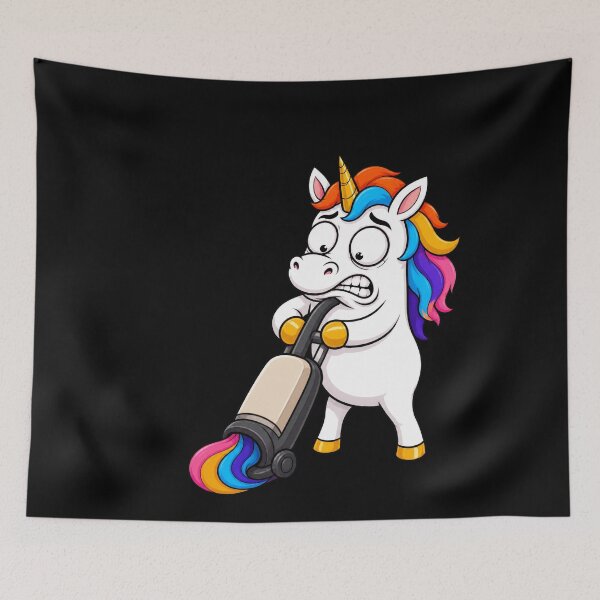 Item preview, Unicorn Vs Vacuum Cleaner Funny Cartoon Fight designed and sold by BoyleDesignShop.