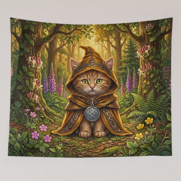 Item preview, The Solstice Tabby - Celtic Folklore Ginger Cat in Summer Woods  designed and sold by Englandbear.