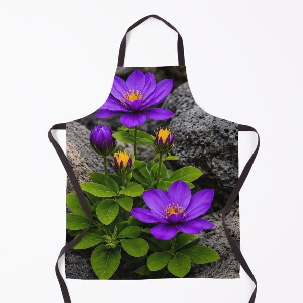 Item preview, Purple Flowers Growing Among Dark Volcanic Rocks designed and sold by Wild Bloom Paws.
