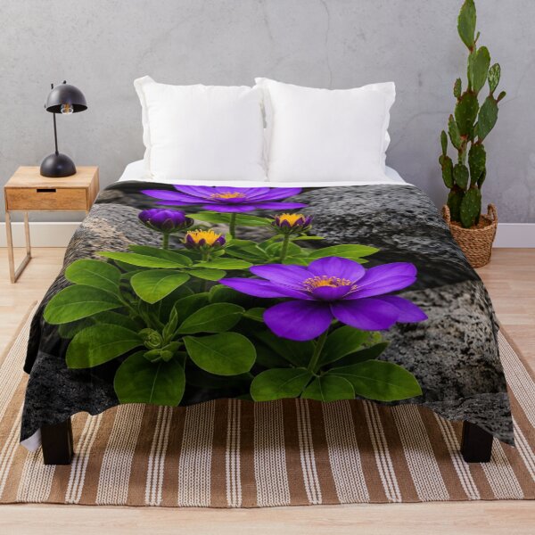 Item preview, Purple Flowers Growing Among Dark Volcanic Rocks designed and sold by Wild Bloom Paws.