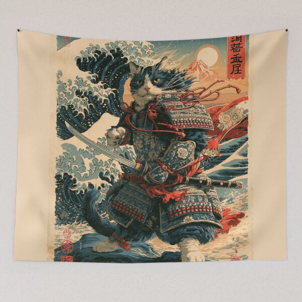 Item preview, Samurai Cat Japanese Ukiyo-e Warrior designed and sold by GrinGalore.
