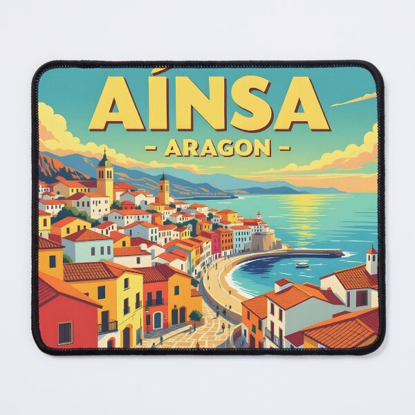 Item preview, Ainsa, Aragon, Spain: Vintage-Style Painterly Travel Poster designed and sold by LSVart.