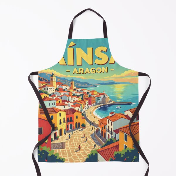 Item preview, Ainsa, Aragon, Spain: Vintage-Style Painterly Travel Poster designed and sold by LSVart.
