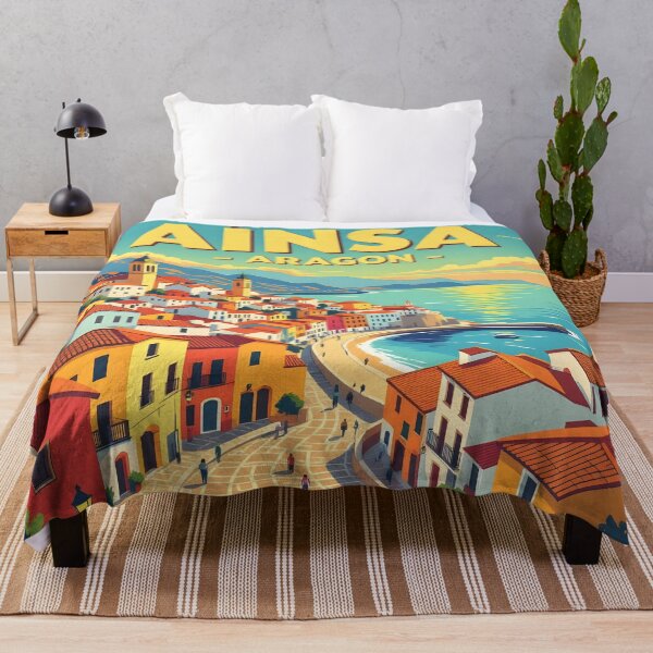 Item preview, Ainsa, Aragon, Spain: Vintage-Style Painterly Travel Poster designed and sold by LSVart.