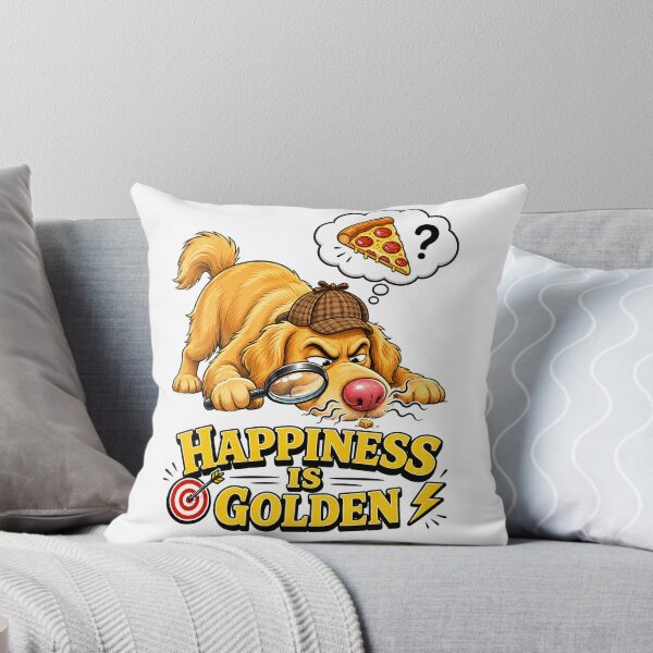 Item preview, Happiness is golden: fun-loving pizza-loving Golden Retriever detective. designed and sold by GoldenPaws Studio ⭐.