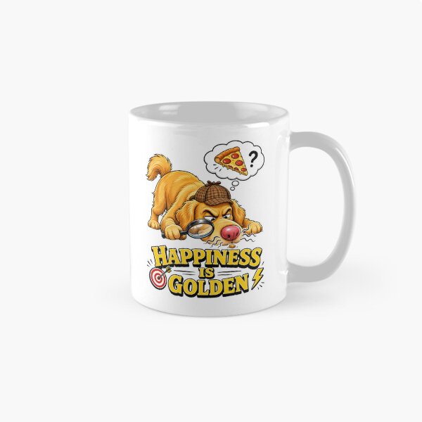 Item preview, Happiness is golden: fun-loving pizza-loving Golden Retriever detective. designed and sold by GoldenPaws Studio ⭐.