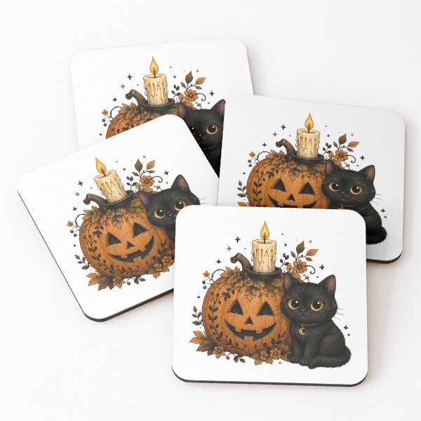 Item preview, Black Cat & Candlelight Pumpkin designed and sold by DustyCuriositie.