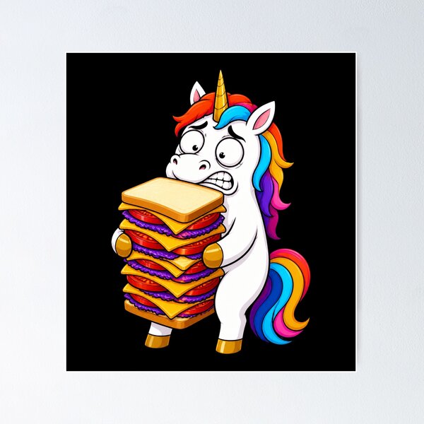 Item preview, Unicorn Eating Giant Sandwich Funny Cartoon Gift designed and sold by BoyleDesignShop.