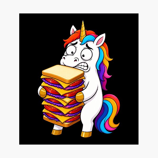 Item preview, Unicorn Eating Giant Sandwich Funny Cartoon Gift designed and sold by BoyleDesignShop.