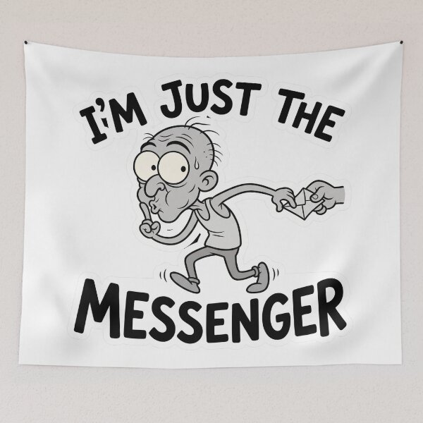Item preview, I'm Just the Messenger Funny Office Humor designed and sold by CreativeArtisanPrints Shop.
