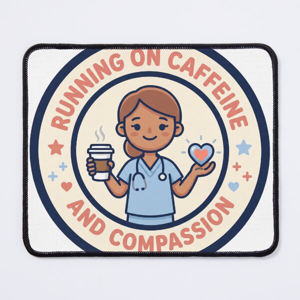 Item preview, Cute Nurse Coffee Shirt - Running On Caffeine & Compassion designed and sold by Harlo.co.