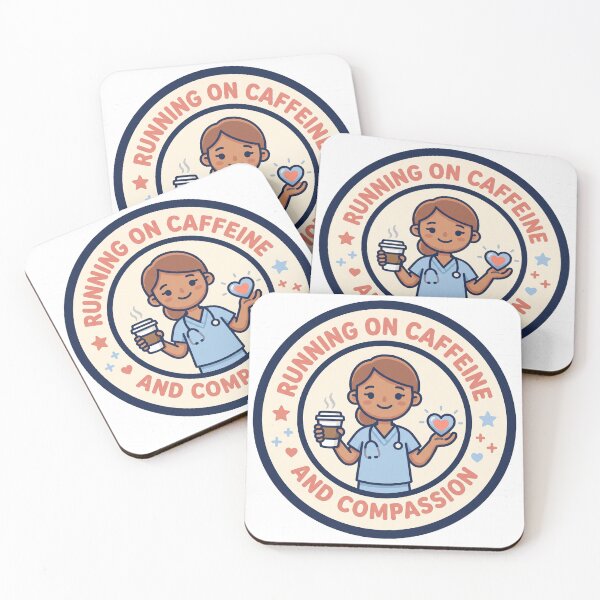 Item preview, Cute Nurse Coffee Shirt - Running On Caffeine & Compassion designed and sold by Harlo.co.