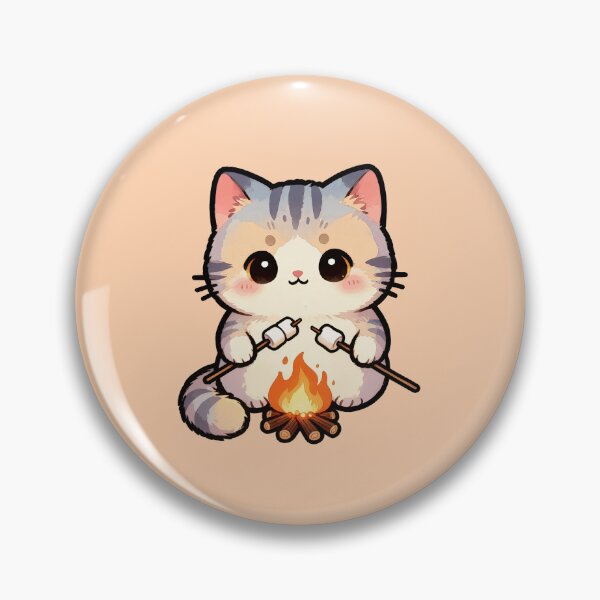 Item preview, Kawaii Camping Cat Roasting Marshmallows Campfire designed and sold by Nuttajak.