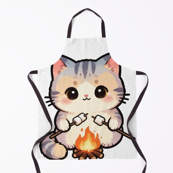 Item preview, Kawaii Camping Cat Roasting Marshmallows Campfire designed and sold by Nuttajak.