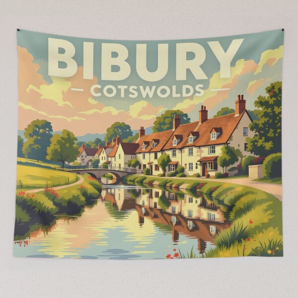 Item preview, Bibury, Cotswolds, England: Vintage-Style Painterly Travel Poster designed and sold by LSVart.