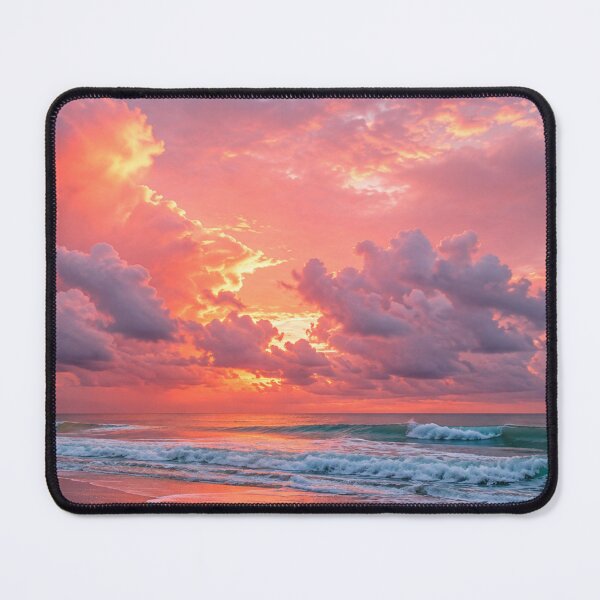 Item preview, Pink Sunset Over a Peaceful Ocean Beach designed and sold by Wild Bloom Paws.