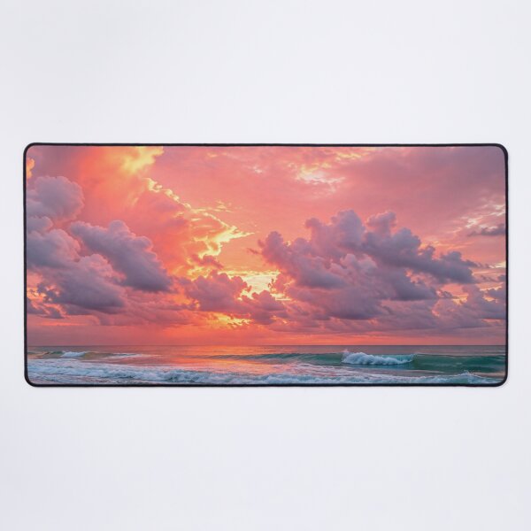 Item preview, Pink Sunset Over a Peaceful Ocean Beach designed and sold by Wild Bloom Paws.