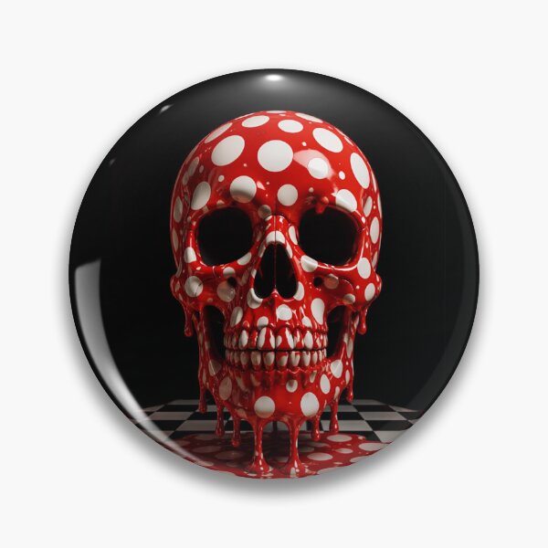 Item preview, Melting Red Polka Dot Skull Pop Art designed and sold by YourColorsWall.