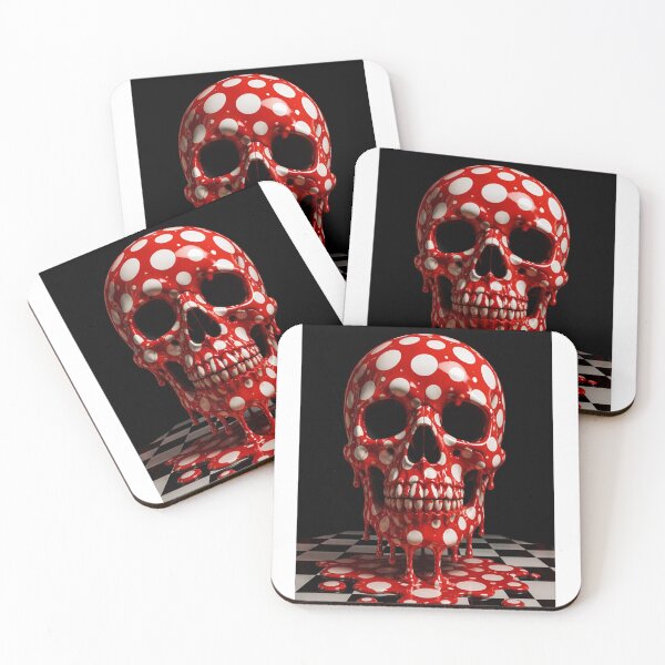 Item preview, Melting Red Polka Dot Skull Pop Art designed and sold by YourColorsWall.