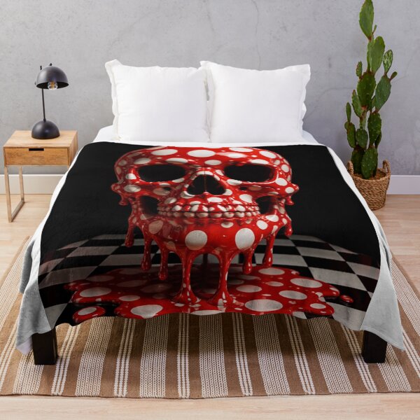 Item preview, Melting Red Polka Dot Skull Pop Art designed and sold by YourColorsWall.